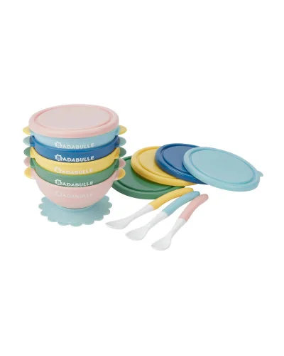 Set de 5 bols antidérapants et 3 cuillères souples Badabulle
