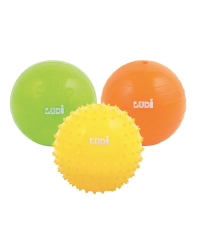 Balles sensorielles jaune vert orange Lot de 3 Ludi
