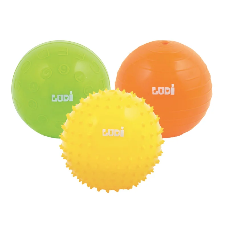 Balles Sensorielles (3) Jaune Vert Orange LUDI