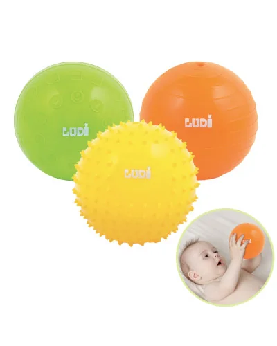 Pelotas sensoriales amarillo verde naranja pack de 3 Ludi