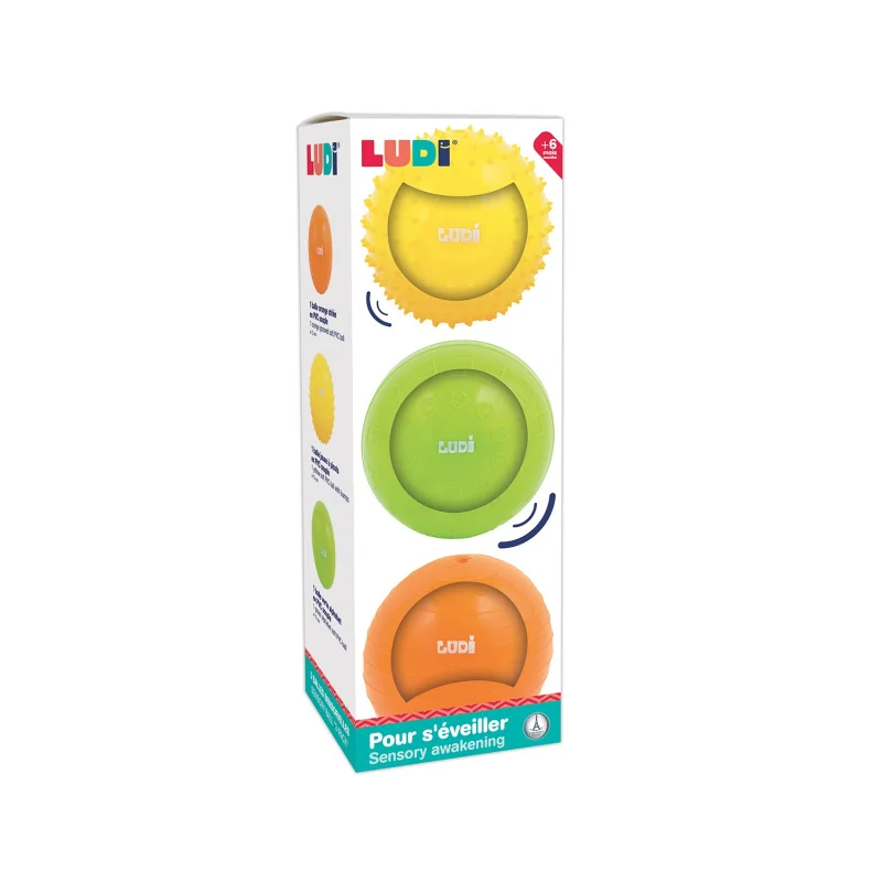 Balles sensorielles jaune vert orange Lot de 3 Ludi