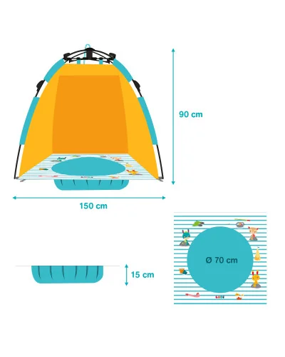 Tente de plage anti-UV piscine Minute Ludi
