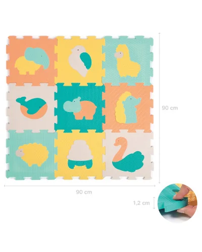 Tapis de jeu dalles animaux Touch 9 pièces Ludi