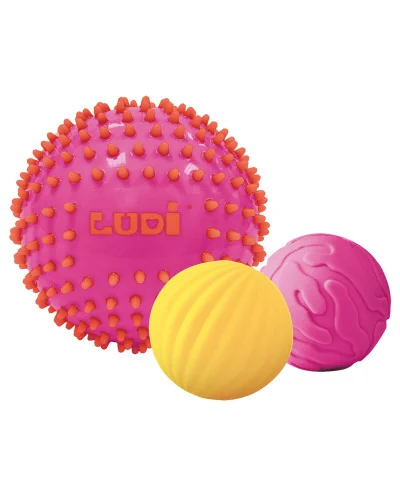 Balles sensorielles roses Lot de 3 Ludi