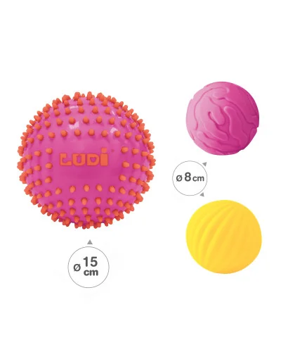 Balles sensorielles roses Lot de 3 Ludi