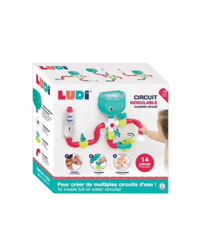 Circuito de agua grande juguete de baño 14 piezas Ludi