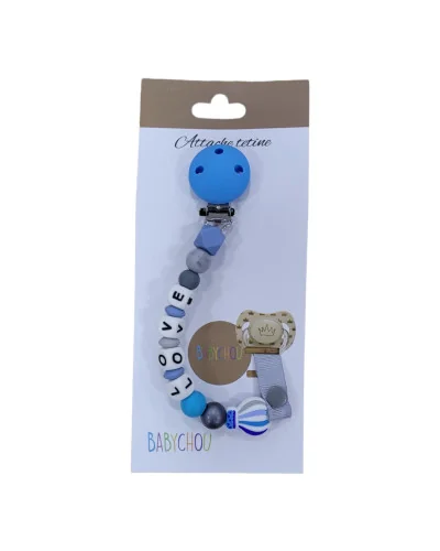 Attache tétine coquillage bleu Babychou