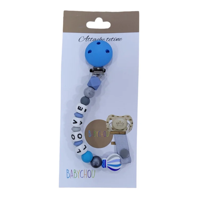 Attache tétine coquillage bleu Babychou