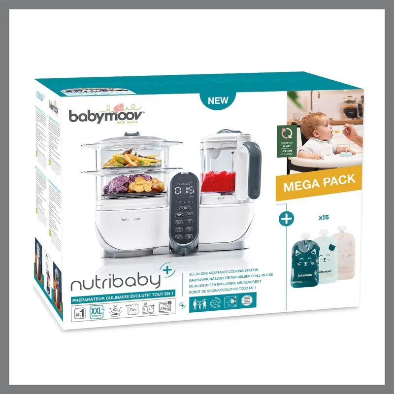 Robot cuiseur Nutribaby(+) white + sac reutilisables x 15 Babymoov | la maison du bebe Robot cuiseur Nutribaby(+) white + sac reutilisables x 15 Babymoov | la maison du bebe