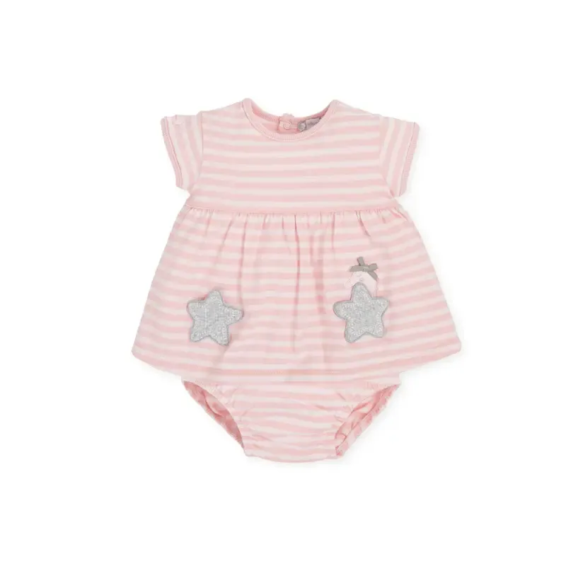 Robe avec culotte bébé fille Caballito de mar rayures pétales Tutto Piccolo