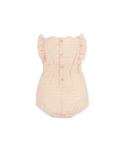 Bambi short-sleeved seersucker romper peach Tutto Piccolo
