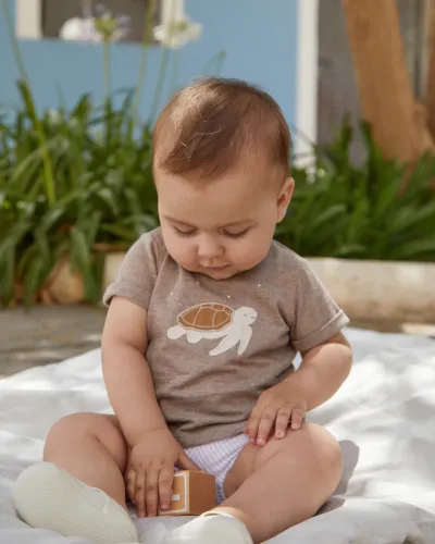 Camiseta manga corta topo bordado tortuga Nemo bebé Tutto Piccolo