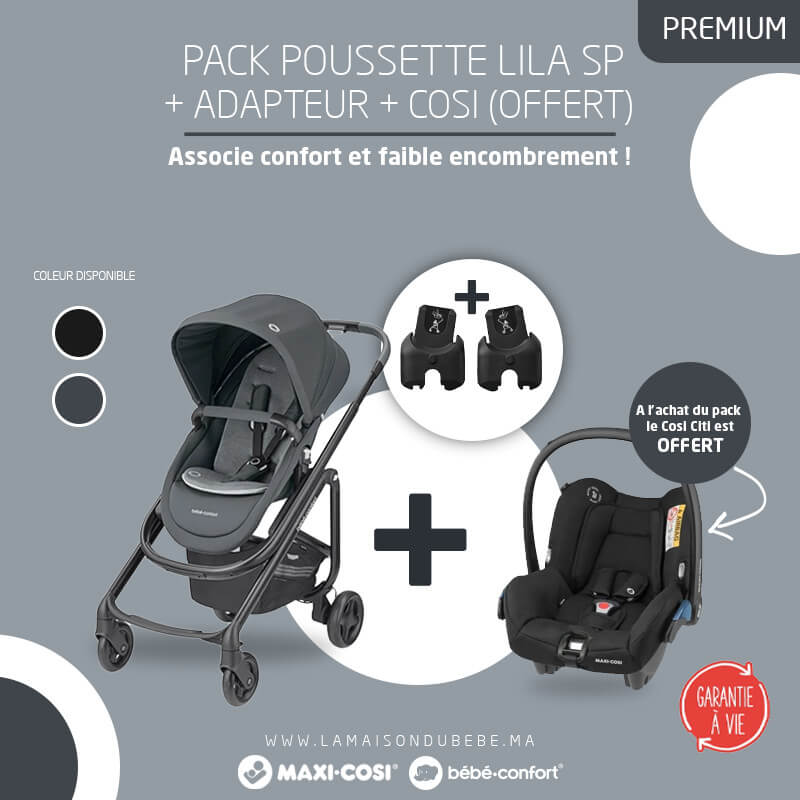 Pack poussette duo LILA SP + siège auto CITI black offert Bebe Confort