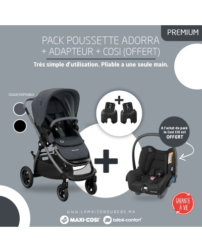 Pack poussette duo Adorra essential graphite + siège auto CITI