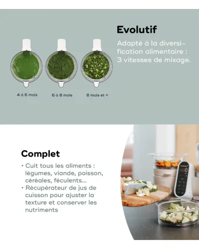 Robot cuiseur vapeur Nutribaby(+) Mineral Beige Babymoov