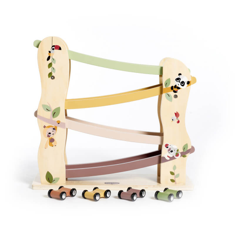 Rampa de carreras de madera con 4 coches Boho Chic Tiny Love Rampa de carreras de madera con 4 coches Boho Chic Tiny Love