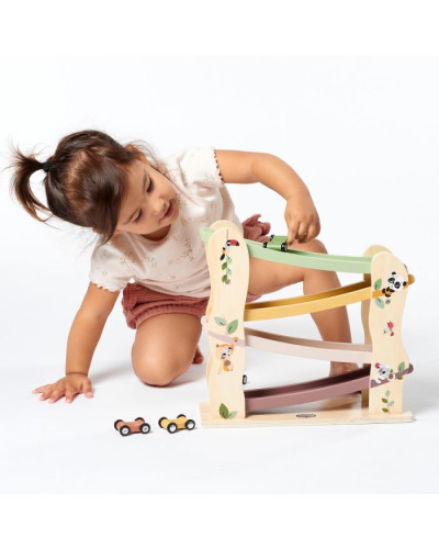 Rampa de carreras de madera con 4 coches Boho Chic Tiny Love