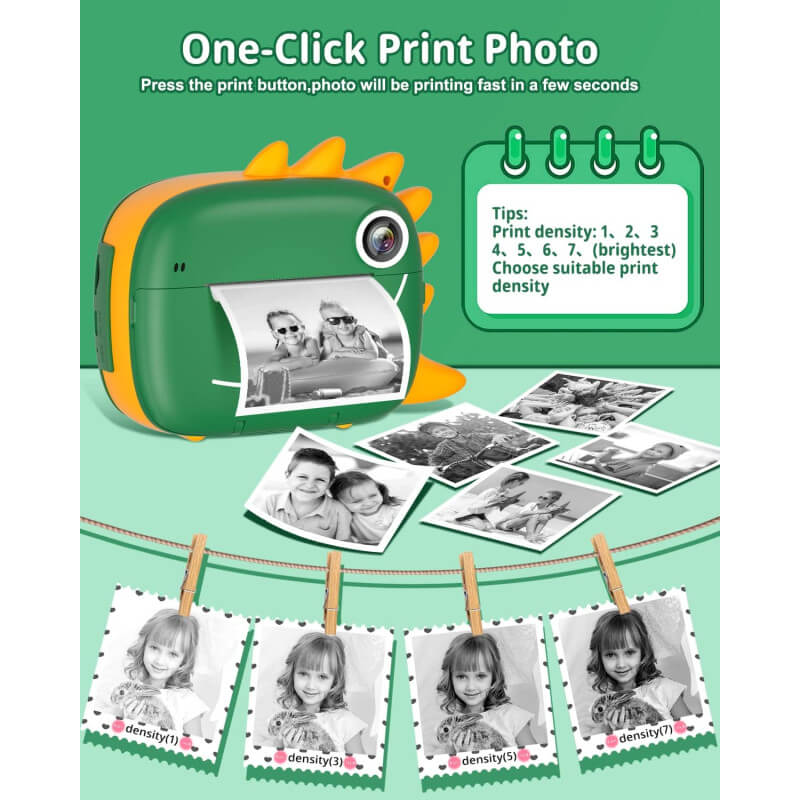 Appareil photo Print cam Dinosaure Vert