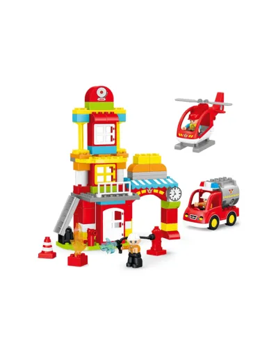 Ensemble de Blocs Créatifs Maison de Pompiers - 92 Pièces (À partir de 3 ans)