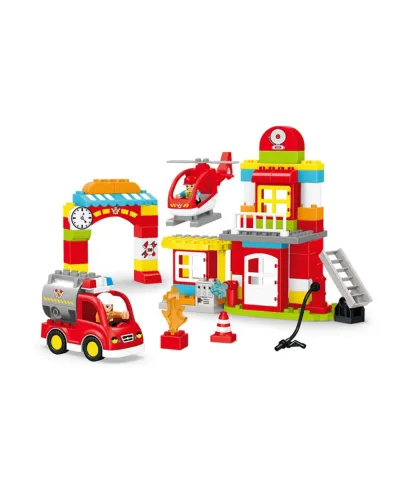 Ensemble de Blocs Créatifs Maison de Pompiers - 92 Pièces (À partir de 3 ans)
