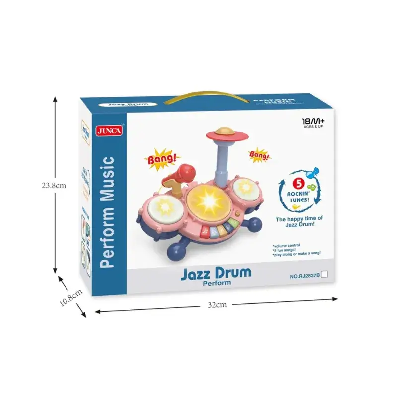 Tambour Jazz Musical Junca Bleu avec Micro 18M+