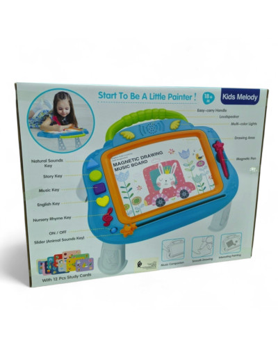 Tableau de dessin magnétique ardoise musical 3 en 1 bleu Kids Melody