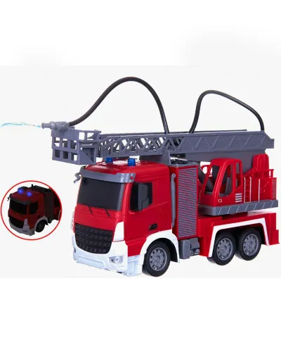 Fire engine with ladder and water jet