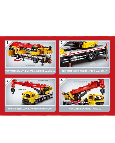 Set de construction engin de chantier Camion grue 618 pièces SANY