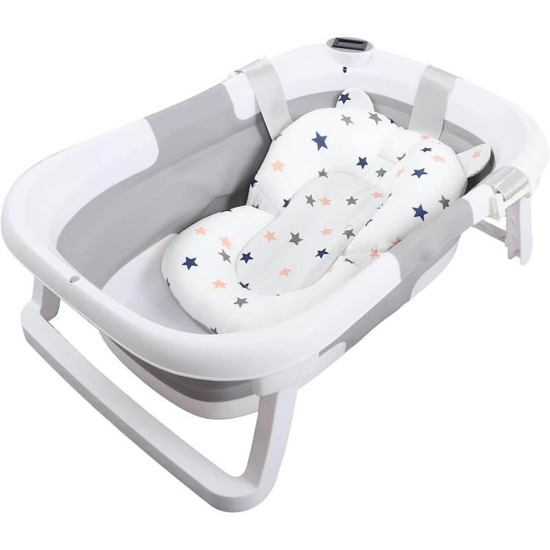 Baignoire bébé pliable avec thermomètre White Grey Baignoire bébé pliable avec thermomètre White Grey