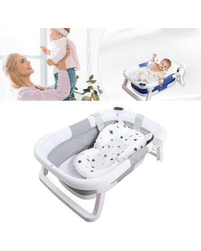 Baignoire bébé pliable avec thermomètre White Grey