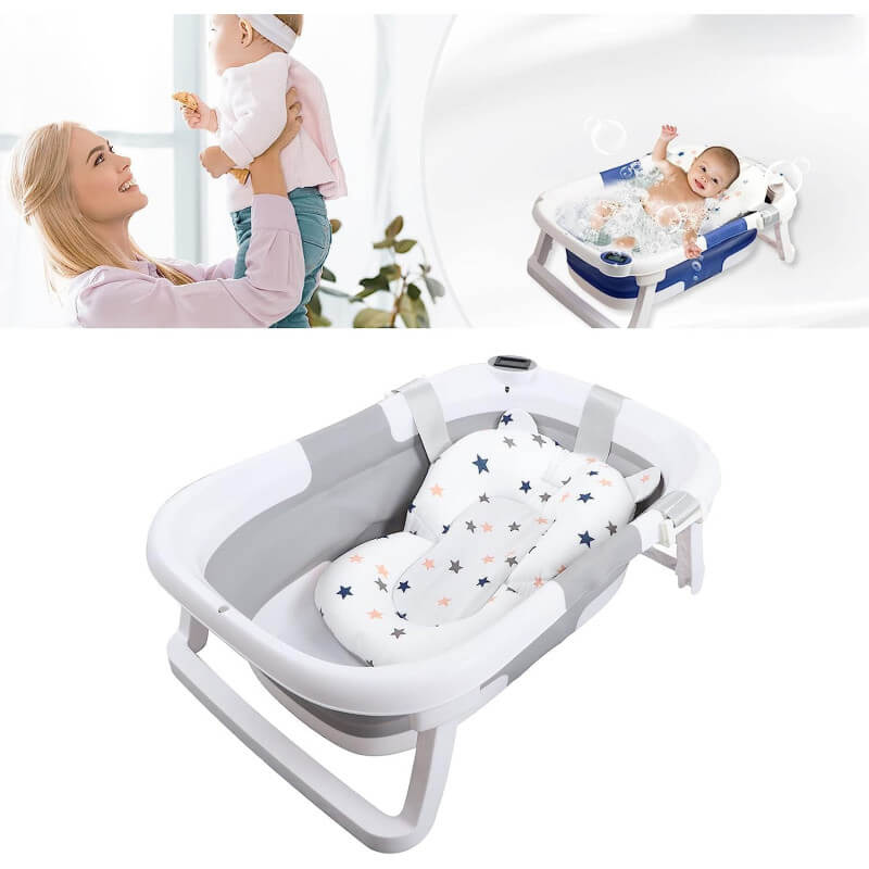 Bañera para bebé plegable con termómetro White Grey