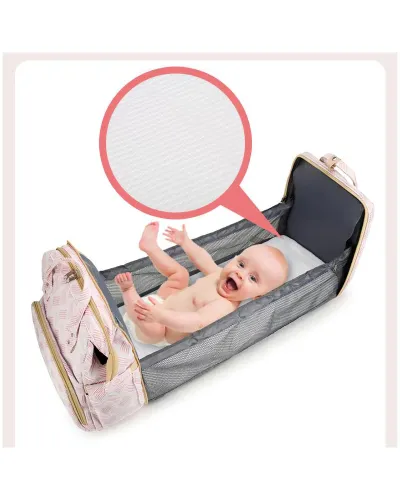 Mochila cambiador Deer con moisés y cargador USB rosa Sunshine