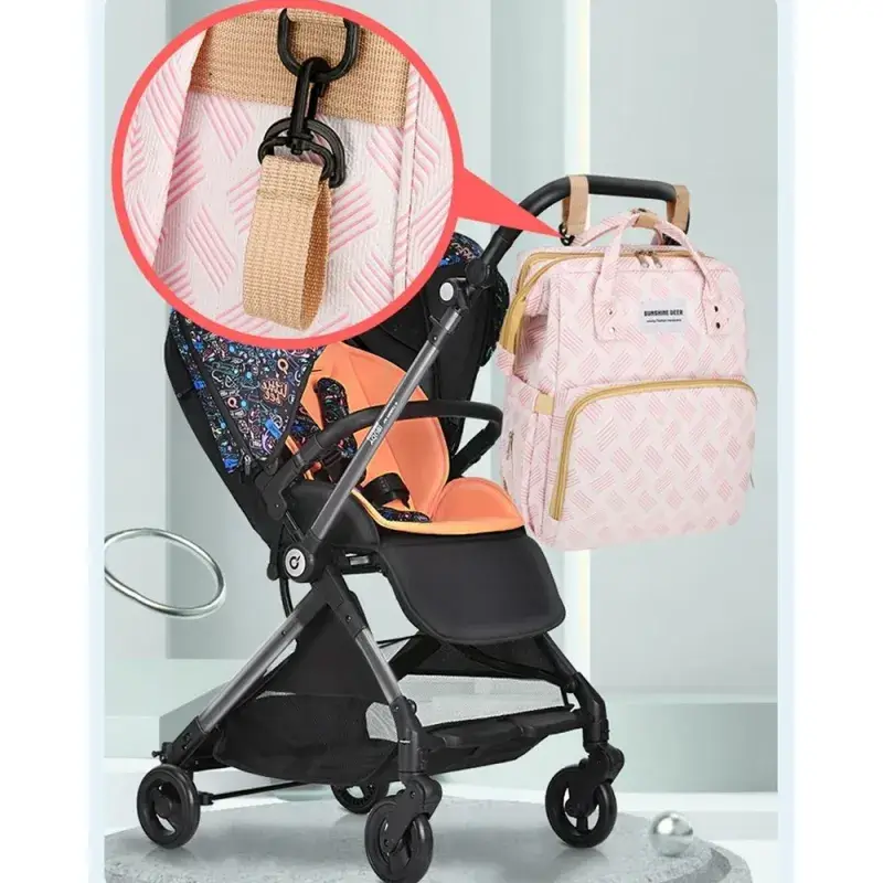 Sac à dos à langer avec couffin et chargeur USB intégré Sunshine Deer- Rose Pink