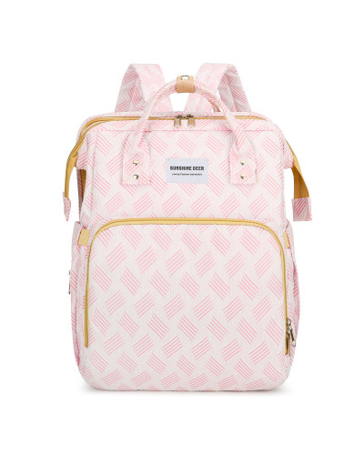 Mochila cambiador Deer con moisés y cargador USB rosa Sunshine