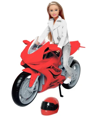 Poupée avec moto 3 ans et + Rouge Defa Lucy
