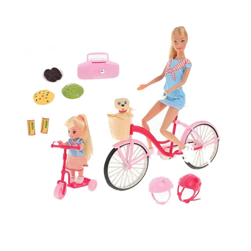 Poupée avec vélo et sa petite fille 3 ans et + Bleu Defa Lucy