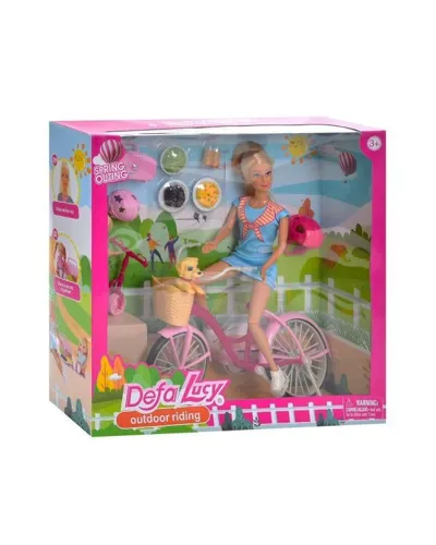 Poupée avec vélo et sa petite fille 3 ans et + Bleu Defa Lucy