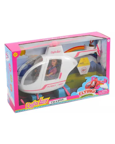 Muñeca con helicóptero blanco Defa Lucy