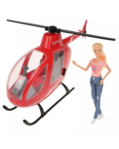 Poupée avec hélicoptère Rouge Defa Lucy