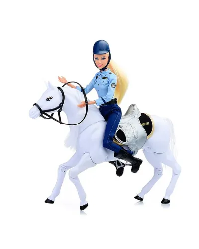 Muñeca policía con caballo blanco Defa Lucy