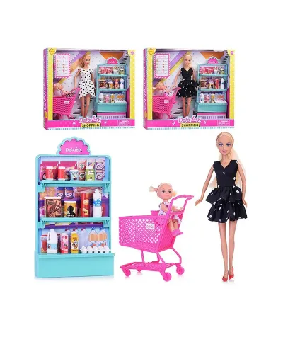 Lucy doll and her little girl at the supermarket Defa Lucy from 3 years