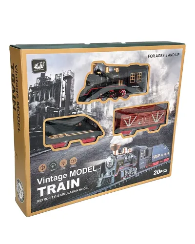Tren eléctrico vintage 20 piezas con sonidos y humo