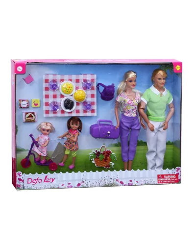Poupée en pique-nique avec sa famille Defa Lucy dès 3 ans