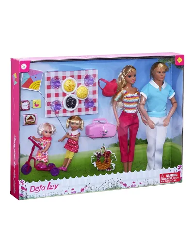 Poupée en pique-nique avec sa famille Defa Lucy dès 3 ans