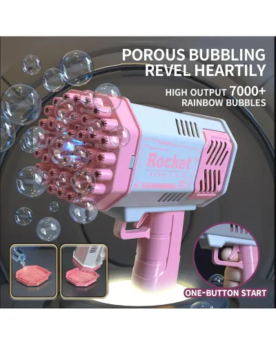 Pistolet à bulles électrique Rocket Rose 45 trous