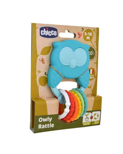 Hochet hibou avec anneau Eco+ Chicco