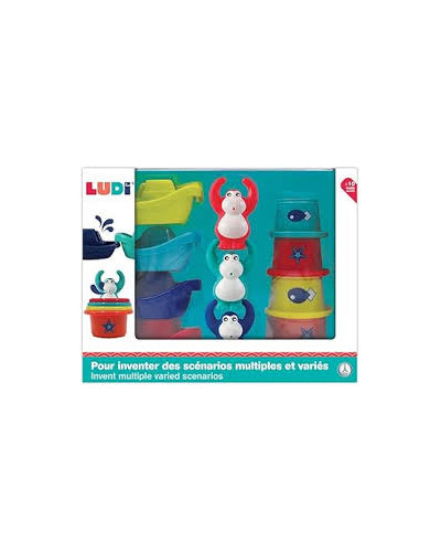 Coffret de bain bateaux et gobelets empilables Ludi