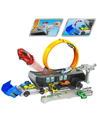 Race track with car launcher truck