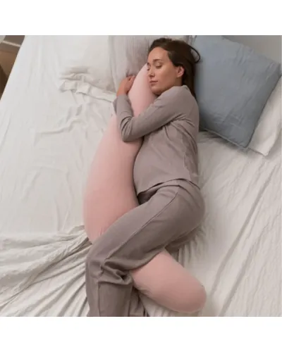 Coussin de grossesse et d’allaitement Buddy Chiné Pink Doomoo, housse rose chiné