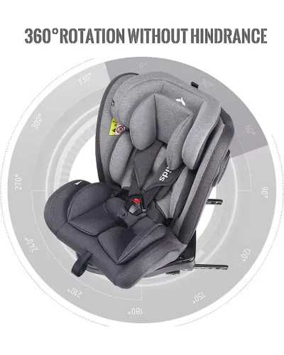 Angela 360° swivel ISOFIX car seat 0-36 kg grey Jovikids